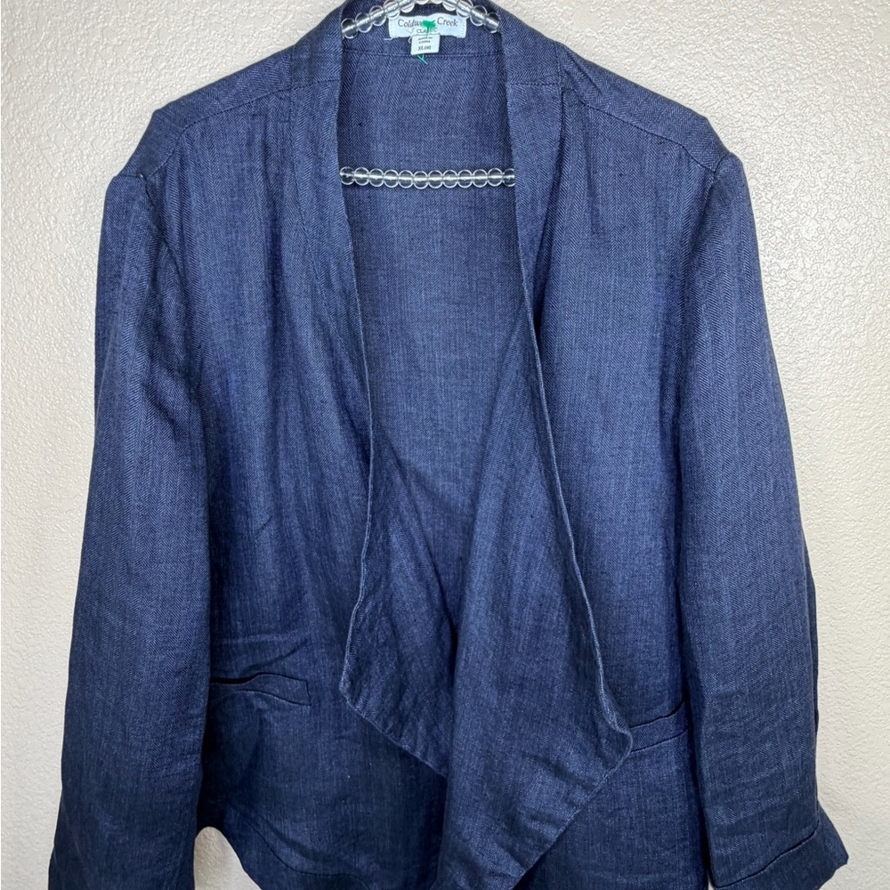 Coldwater Creek Women's Navy Blazer 100% Linen